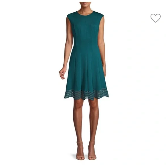 green emerald velvet dress Short Sleeve Rib Flare Sweater Dress – Elie Tahari